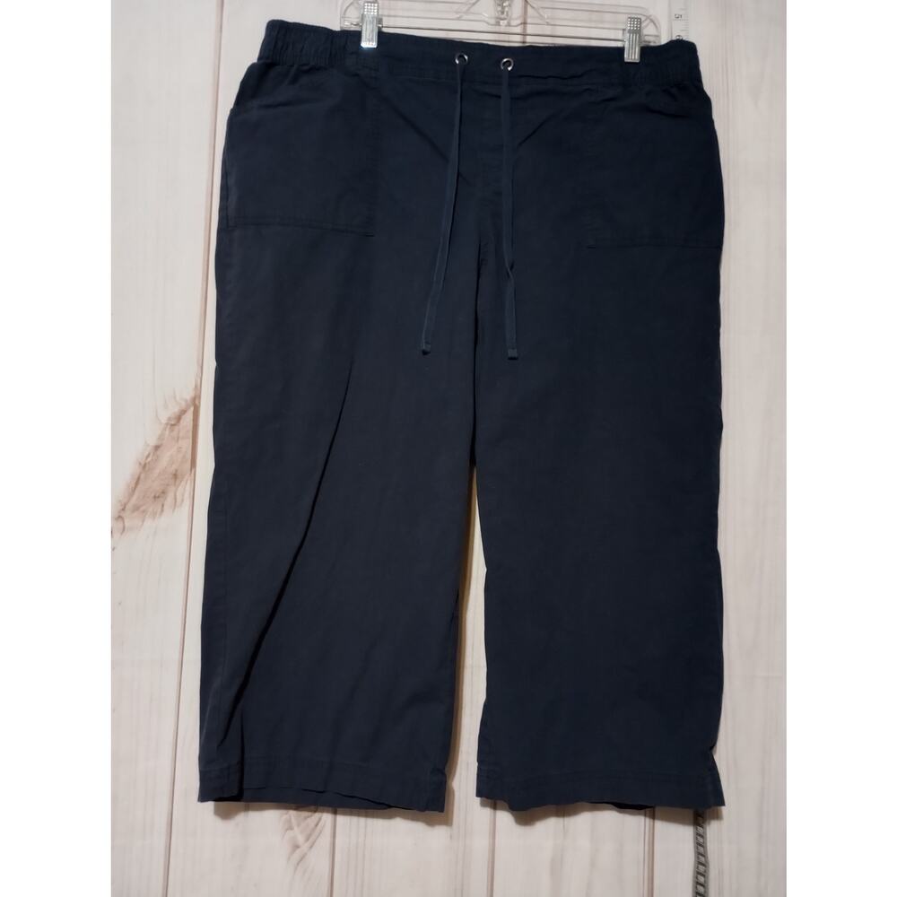 Lane Bryant‎ Pants Womens 16 Navy Blue Cropped Drawstring Stretch Casual Plus
